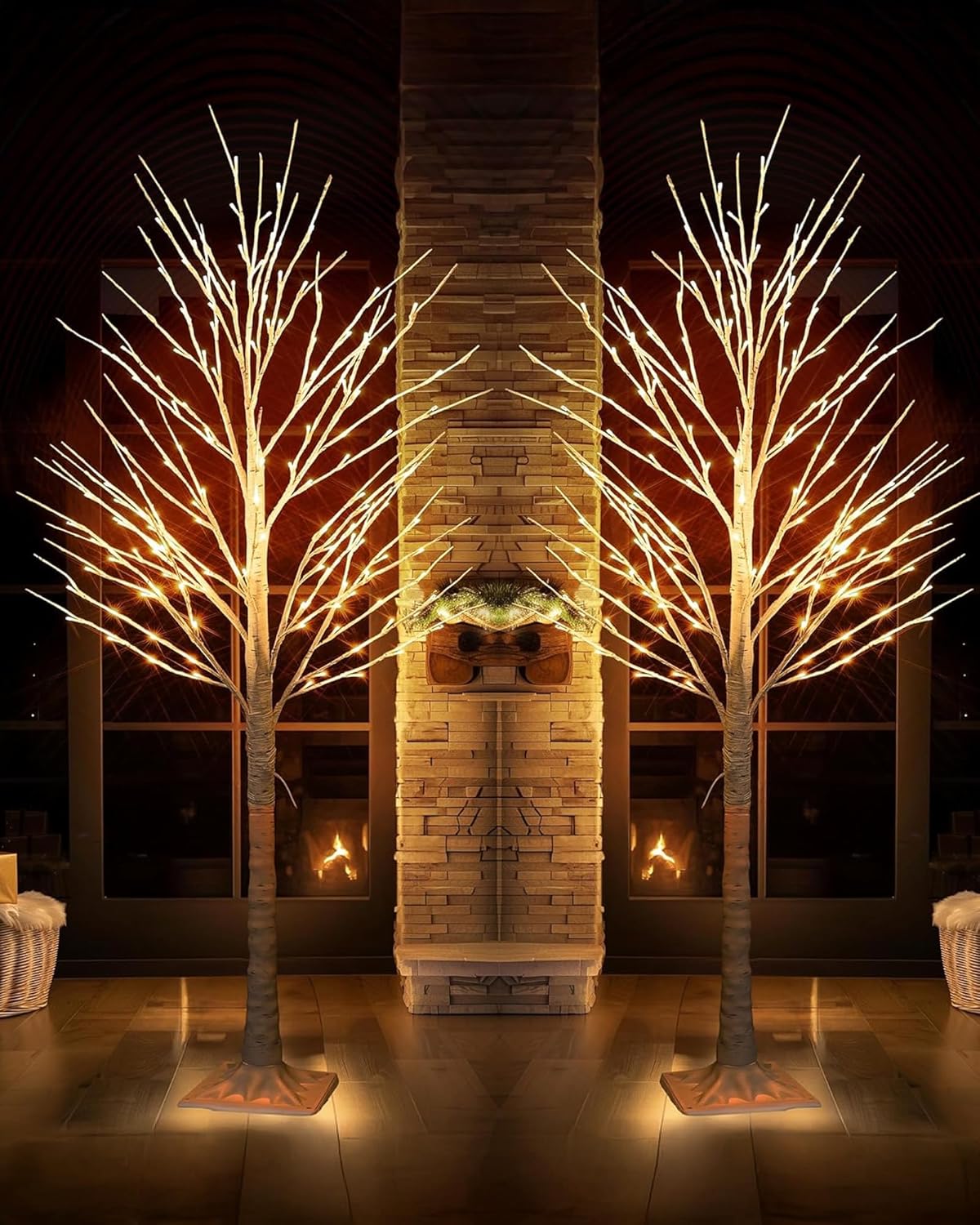 144 LED Lighted Birch Tree, 6 FT Pre-lit Artificial Christmas Trees for Thanksgiving Christmas Decorations Indoor Home Bedroom Outdoor Festival Wedding Party, Warm White