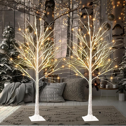 144 LED Lighted Birch Tree, 6 FT Pre-lit Artificial Christmas Trees for Thanksgiving Christmas Decorations Indoor Home Bedroom Outdoor Festival Wedding Party, Warm White
