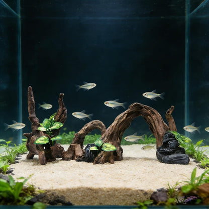 Resin Simulation Driftwood Aquarium Decor, Fish Tank Landscape Ornament Hideout for Betta Goldfish Amphibians Reptiles Rest Play Accessories