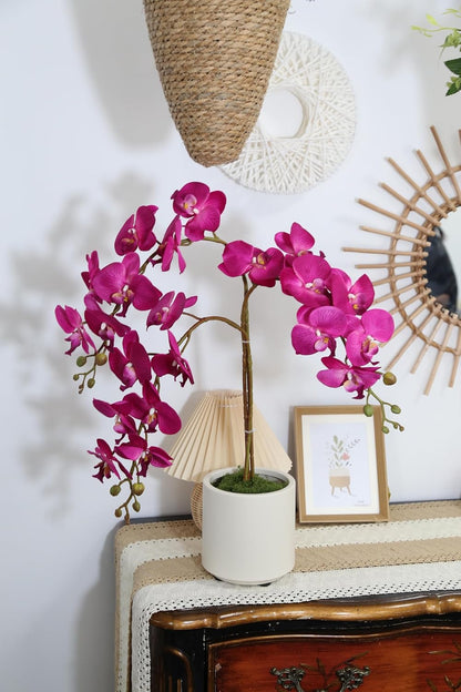 Burgundy Flowers Artificial Orchids 5PCS Fake Orchid 35.4" Faux Orchid Stems Burugndy Artificial Flowers for Bridal Shower Wedding Centerpieces Home Decor (Burgundy)