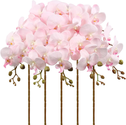 Burgundy Flowers Artificial Orchids 5PCS Fake Orchid 35.4" Faux Orchid Stems Burugndy Artificial Flowers for Bridal Shower Wedding Centerpieces Home Decor (Burgundy)