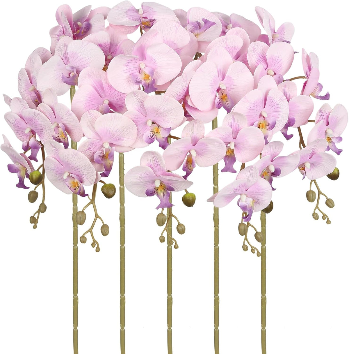 Burgundy Flowers Artificial Orchids 5PCS Fake Orchid 35.4" Faux Orchid Stems Burugndy Artificial Flowers for Bridal Shower Wedding Centerpieces Home Decor (Burgundy)