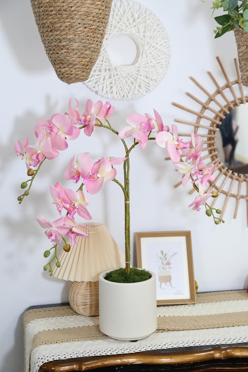 Burgundy Flowers Artificial Orchids 5PCS Fake Orchid 35.4" Faux Orchid Stems Burugndy Artificial Flowers for Bridal Shower Wedding Centerpieces Home Decor (Burgundy)