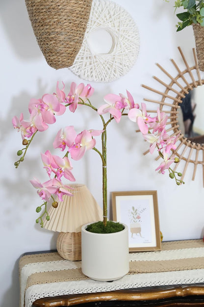 Burgundy Flowers Artificial Orchids 5PCS Fake Orchid 35.4" Faux Orchid Stems Burugndy Artificial Flowers for Bridal Shower Wedding Centerpieces Home Decor (Burgundy)