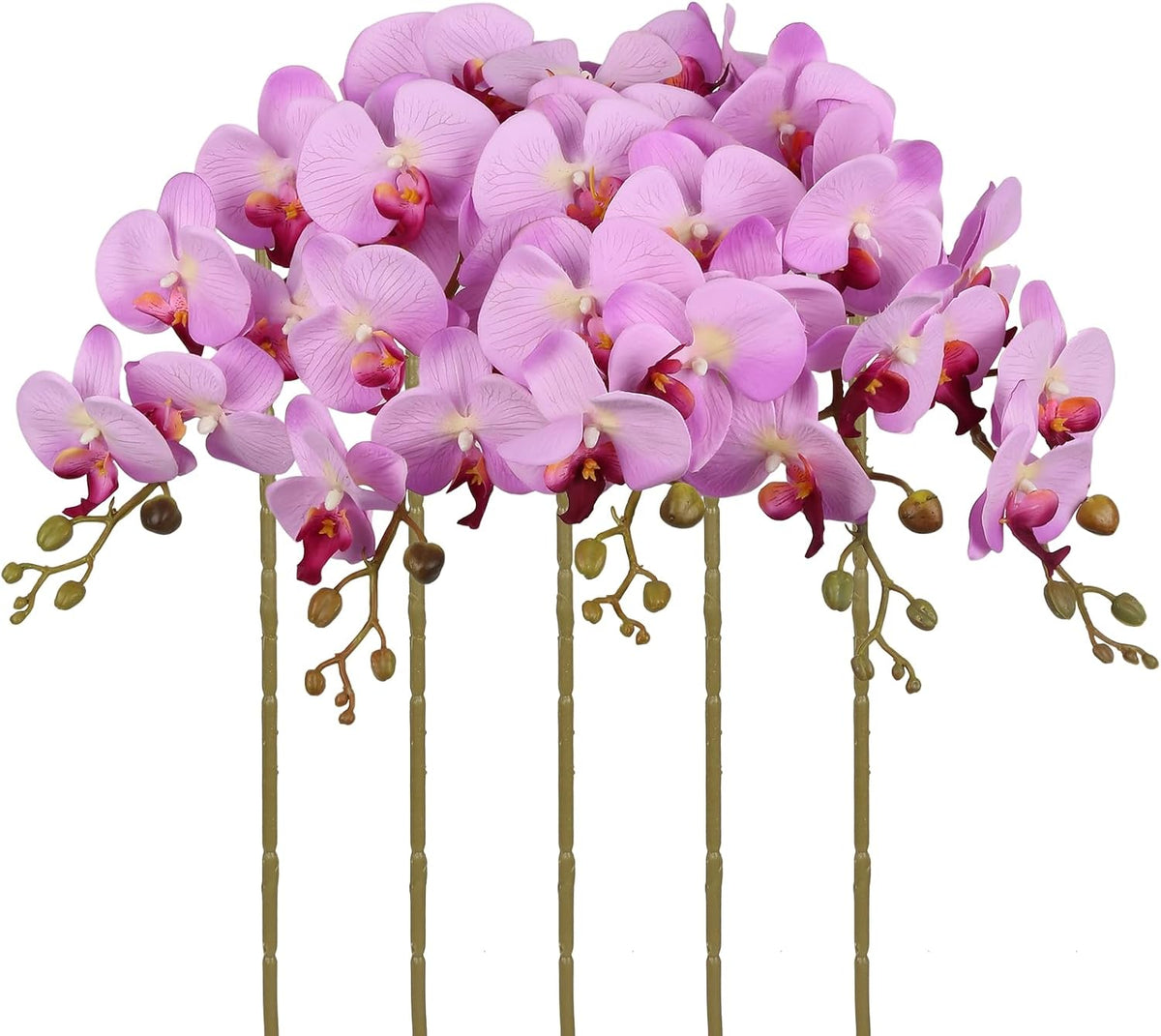 Burgundy Flowers Artificial Orchids 5PCS Fake Orchid 35.4" Faux Orchid Stems Burugndy Artificial Flowers for Bridal Shower Wedding Centerpieces Home Decor (Burgundy)