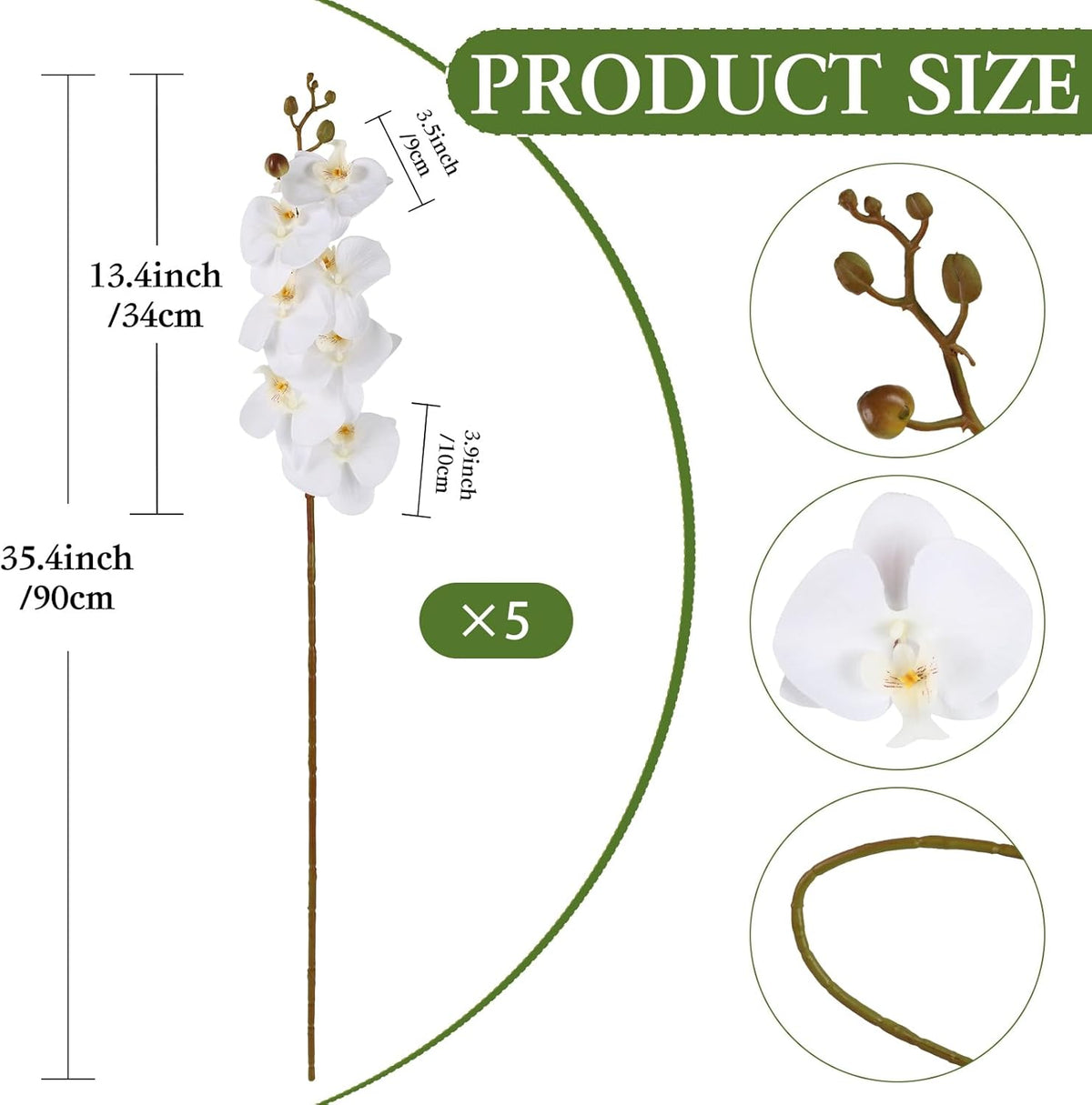 Burgundy Flowers Artificial Orchids 5PCS Fake Orchid 35.4" Faux Orchid Stems Burugndy Artificial Flowers for Bridal Shower Wedding Centerpieces Home Decor (Burgundy)