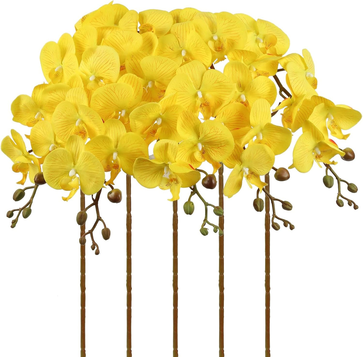 Burgundy Flowers Artificial Orchids 5PCS Fake Orchid 35.4" Faux Orchid Stems Burugndy Artificial Flowers for Bridal Shower Wedding Centerpieces Home Decor (Burgundy)
