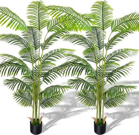 7ft 2-Pack Artificial Areca Palm Plants in Pots, 82.7in Fake Cane Palms | Dypsis Lutescens Look, Realistic Faux Silk Foliage, Oversized Tropical Decor for Homes, Offices, Lobbies, Patios and Events