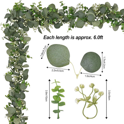 Dolicer 6FT Artificial Eucalyptus Garland Faux Greenery Garland