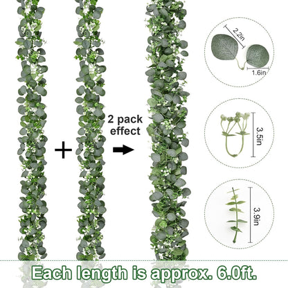 Dolicer 6FT Artificial Eucalyptus Garland Faux Greenery Garland