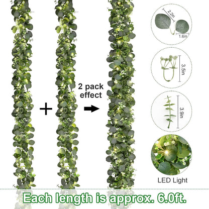 Dolicer 6FT Artificial Eucalyptus Garland Faux Greenery Garland