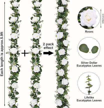Dolicer 6FT Artificial Eucalyptus Garland Faux Greenery Garland