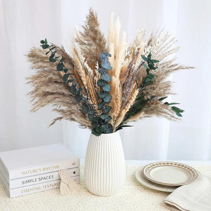 N&T NETING Dried Pampas Grass Boho Set for Crafts Centerpiece, 75Pcs