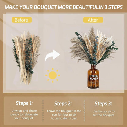 N&T NETING Dried Pampas Grass Boho Set for Crafts Centerpiece, 75Pcs