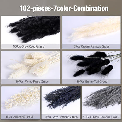 N&T NETING Dried Pampas Grass Boho Set for Crafts Centerpiece, 75Pcs