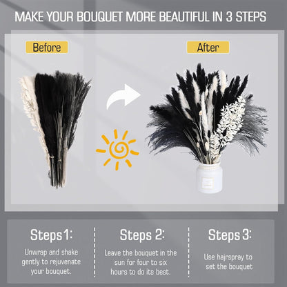 N&T NETING Dried Pampas Grass Boho Set for Crafts Centerpiece, 75Pcs