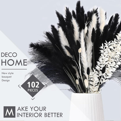 N&T NETING Dried Pampas Grass Boho Set for Crafts Centerpiece, 75Pcs
