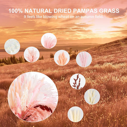 N&T NETING Dried Pampas Grass Boho Set for Crafts Centerpiece, 75Pcs