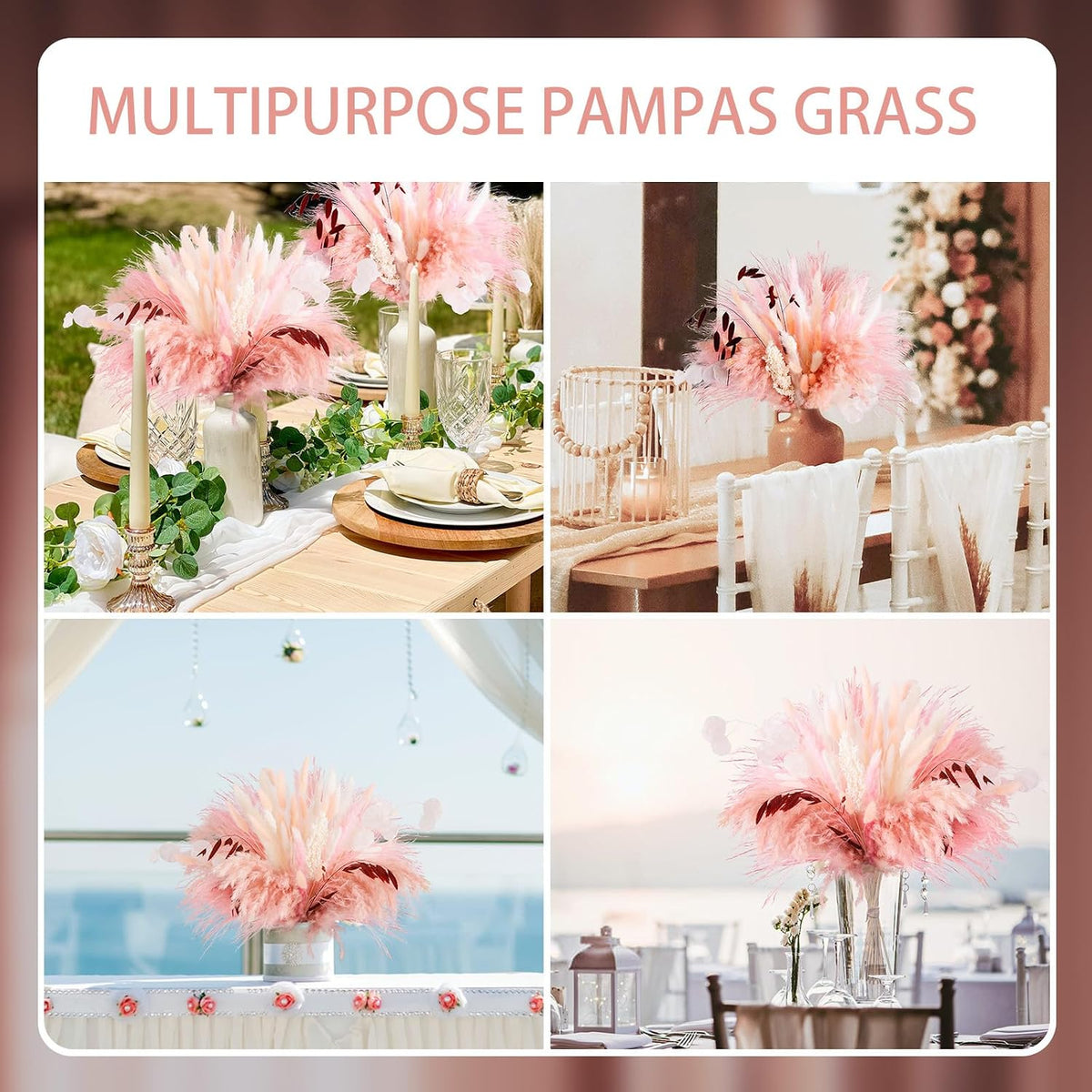 N&T NETING Dried Pampas Grass Boho Set for Crafts Centerpiece, 75Pcs