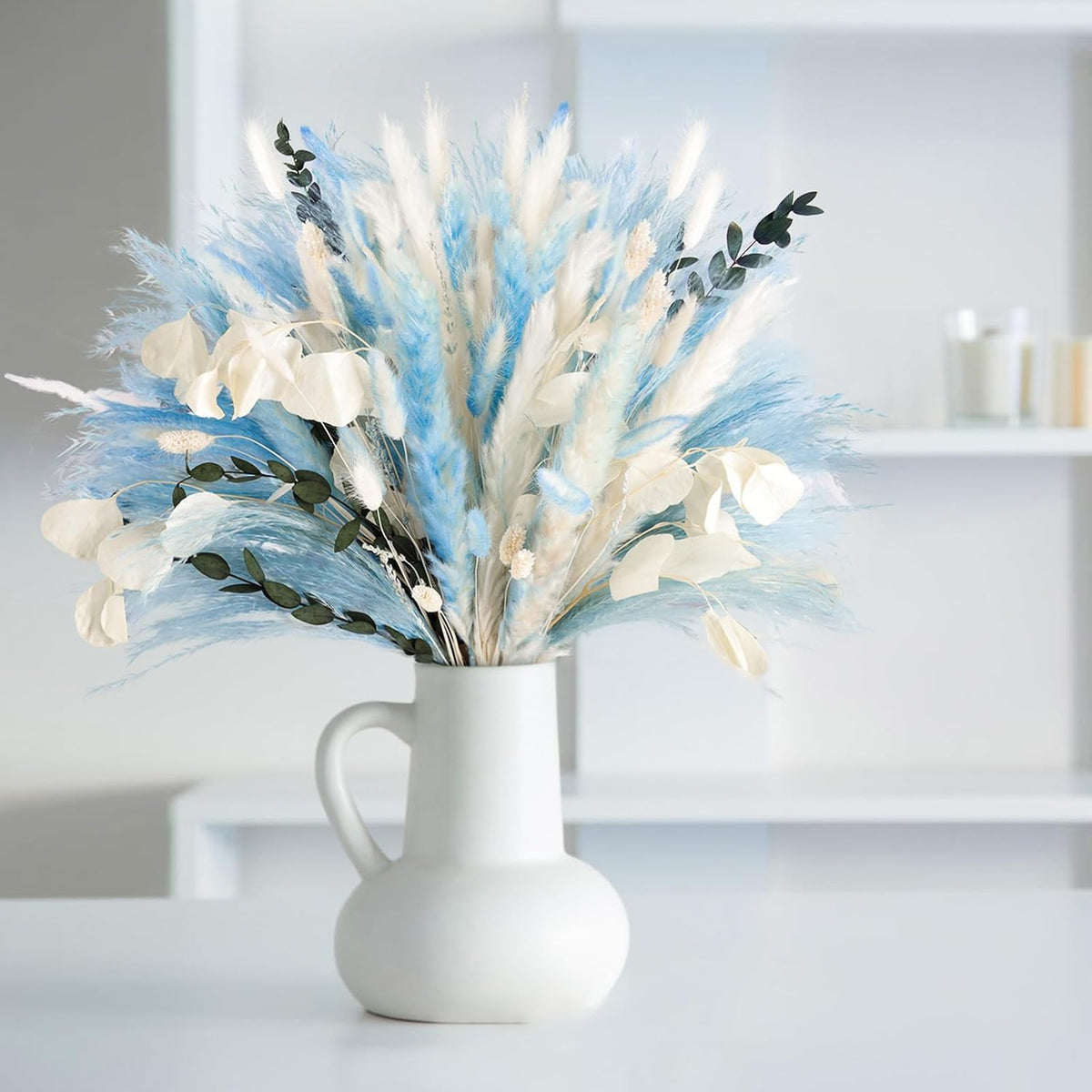 N&T NETING Dried Pampas Grass Boho Set for Crafts Centerpiece, 75Pcs