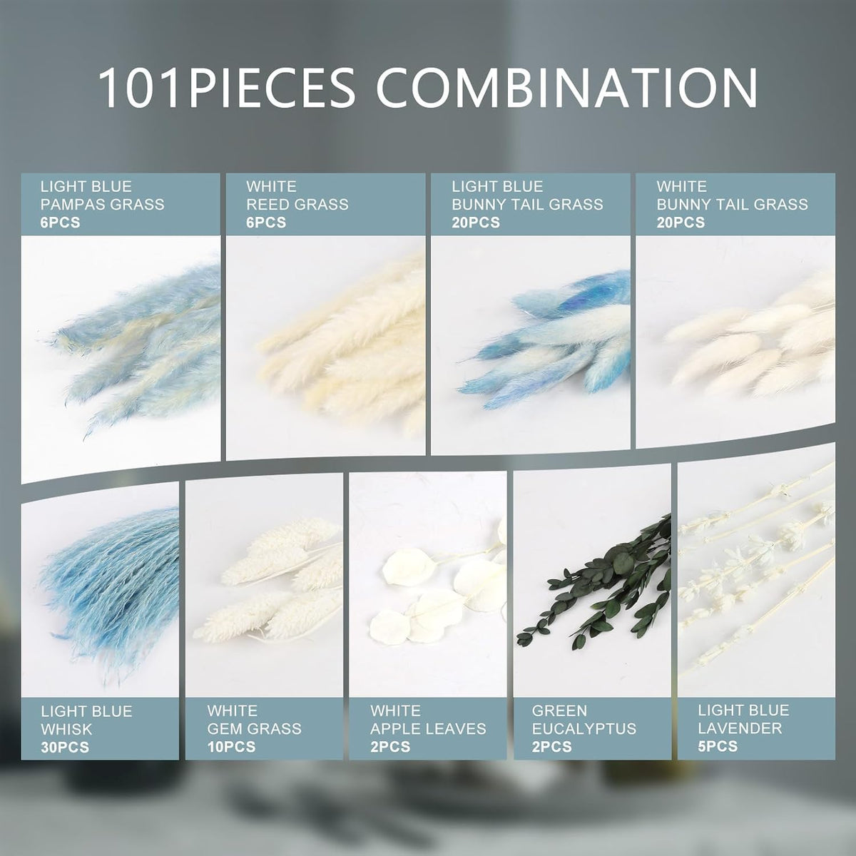 N&T NETING Dried Pampas Grass Boho Set for Crafts Centerpiece, 75Pcs