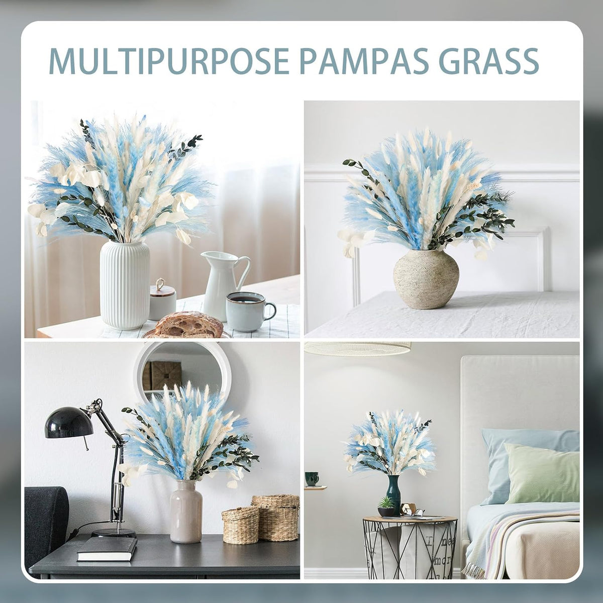 N&T NETING Dried Pampas Grass Boho Set for Crafts Centerpiece, 75Pcs
