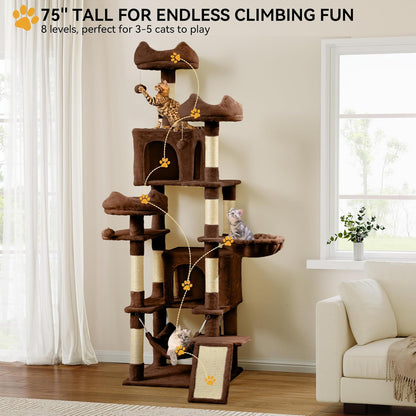 54in Cat Tree Tower Condo, Multi-Level with Sisal Scratching Post, Cat Condos, Plush Top Perches, Hammock, Space Saving Cat Condo, Dangling Ball, Pet Play House,Pet Gift, Green