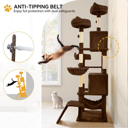 54in Cat Tree Tower Condo, Multi-Level with Sisal Scratching Post, Cat Condos, Plush Top Perches, Hammock, Space Saving Cat Condo, Dangling Ball, Pet Play House,Pet Gift, Green