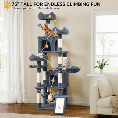 54in Cat Tree Tower Condo, Multi-Level with Sisal Scratching Post, Cat Condos, Plush Top Perches, Hammock, Space Saving Cat Condo, Dangling Ball, Pet Play House,Pet Gift, Green