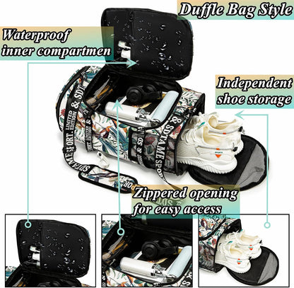 Gym Duffle Bag Backpack,4‑Way Waterproof with Shoe Compartment Travel Laptop