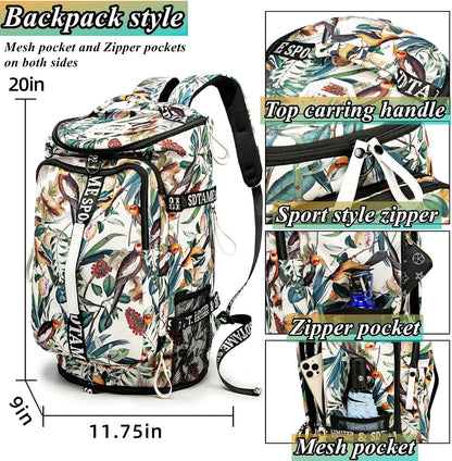 Gym Duffle Bag Backpack,4‑Way Waterproof with Shoe Compartment Travel Laptop