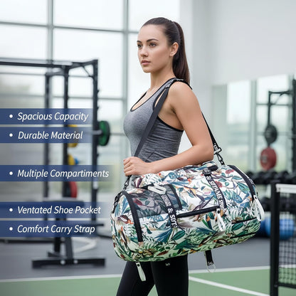 Gym Duffle Bag Backpack,4‑Way Waterproof with Shoe Compartment Travel Laptop