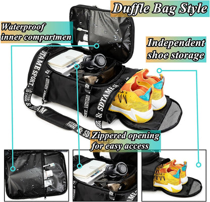 Gym Duffle Bag Backpack,4‑Way Waterproof with Shoe Compartment Travel Laptop