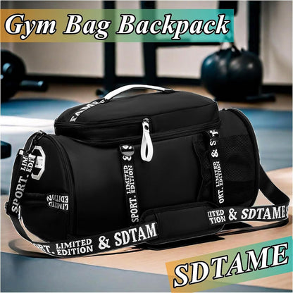 Gym Duffle Bag Backpack,4‑Way Waterproof with Shoe Compartment Travel Laptop