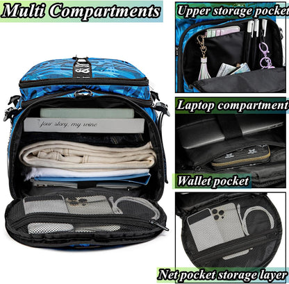 Gym Duffle Bag Backpack,4‑Way Waterproof with Shoe Compartment Travel Laptop
