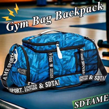 Gym Duffle Bag Backpack,4‑Way Waterproof with Shoe Compartment Travel Laptop