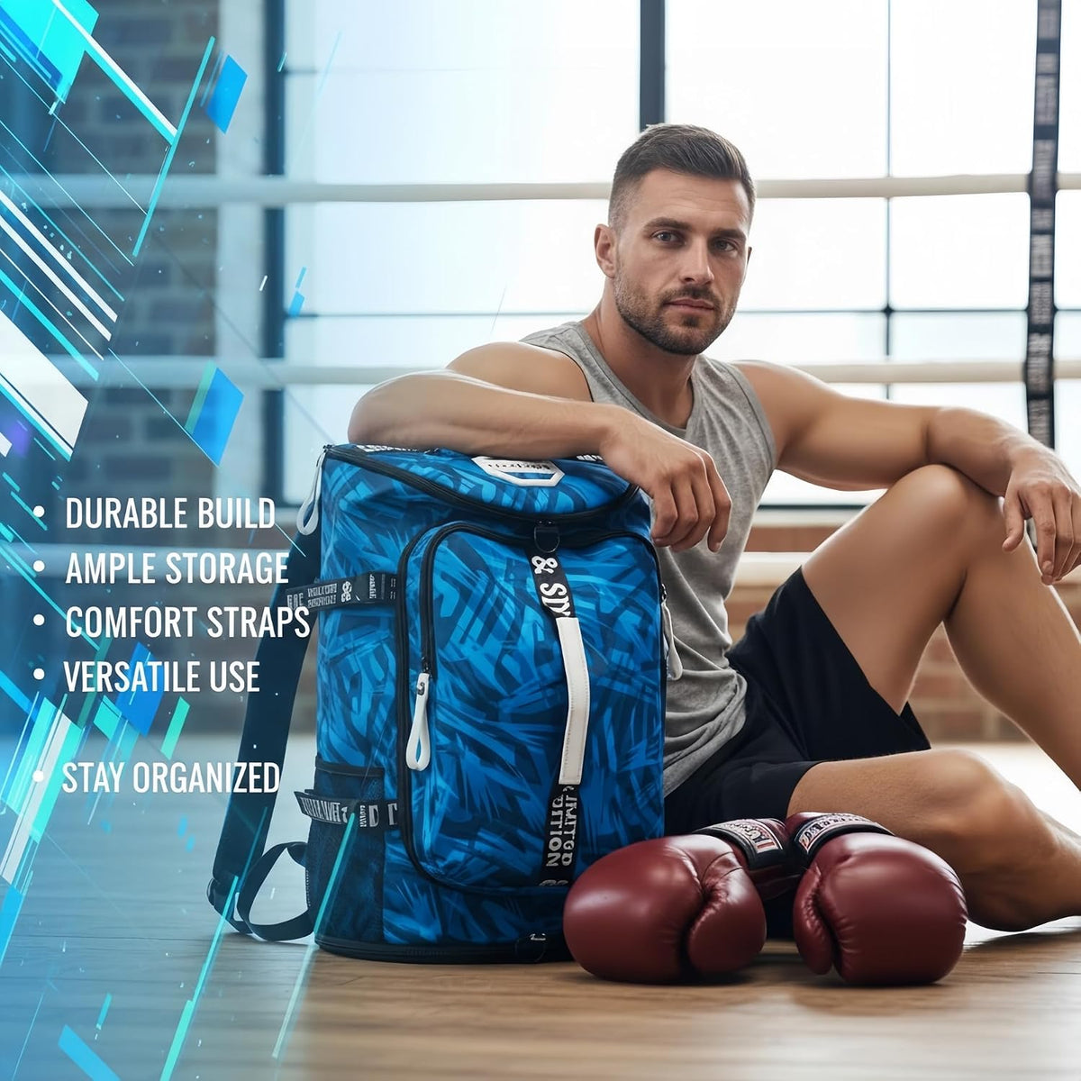 Gym Duffle Bag Backpack,4‑Way Waterproof with Shoe Compartment Travel Laptop