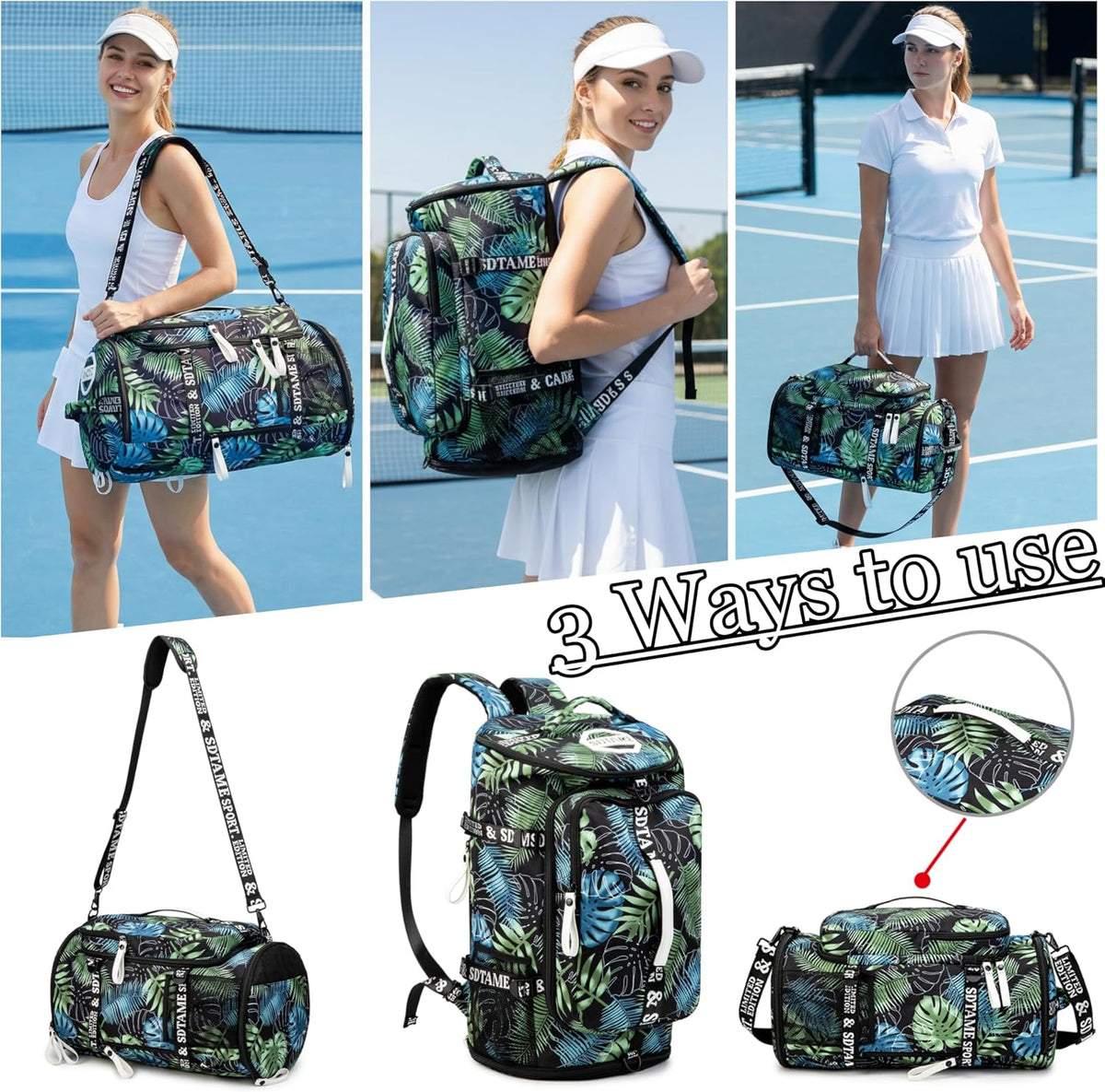 Gym Duffle Bag Backpack,4‑Way Waterproof with Shoe Compartment Travel Laptop