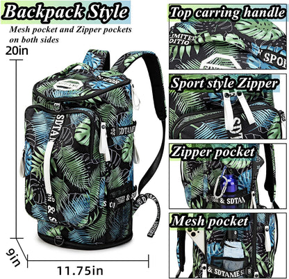 Gym Duffle Bag Backpack,4‑Way Waterproof with Shoe Compartment Travel Laptop