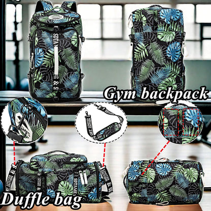 Gym Duffle Bag Backpack,4‑Way Waterproof with Shoe Compartment Travel Laptop