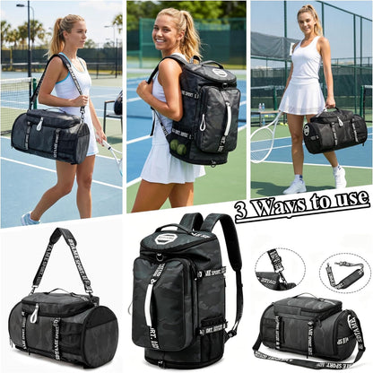 Gym Duffle Bag Backpack,4‑Way Waterproof with Shoe Compartment Travel Laptop
