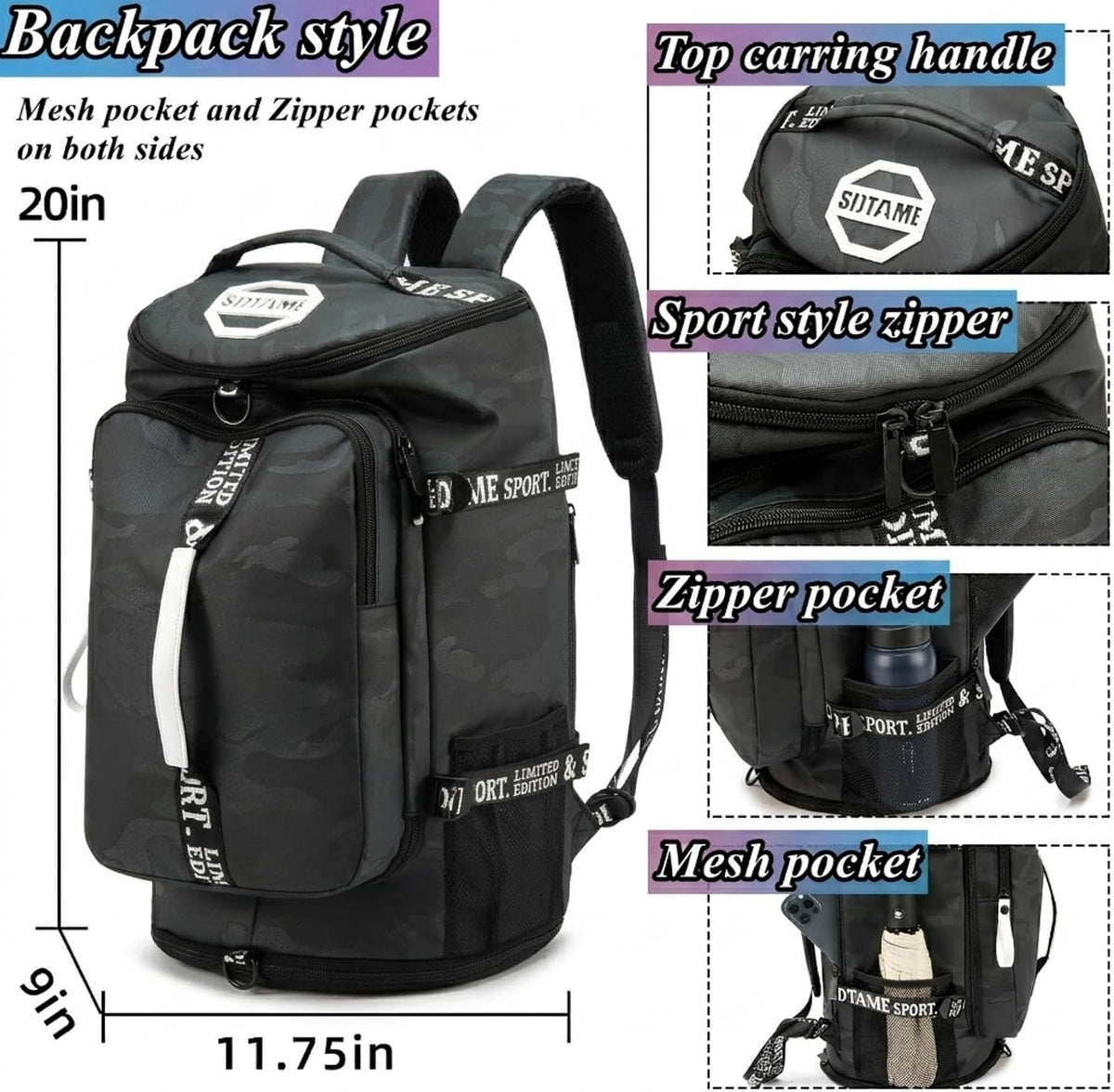 Gym Duffle Bag Backpack,4‑Way Waterproof with Shoe Compartment Travel Laptop
