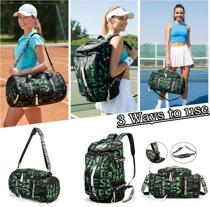 Gym Duffle Bag Backpack,4‑Way Waterproof with Shoe Compartment Travel Laptop