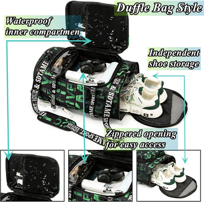 Gym Duffle Bag Backpack,4‑Way Waterproof with Shoe Compartment Travel Laptop