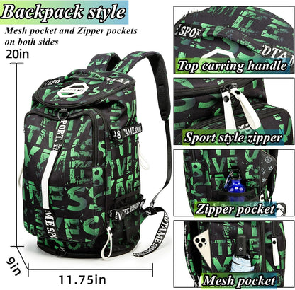 Gym Duffle Bag Backpack,4‑Way Waterproof with Shoe Compartment Travel Laptop