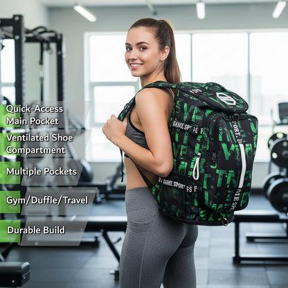 Gym Duffle Bag Backpack,4‑Way Waterproof with Shoe Compartment Travel Laptop