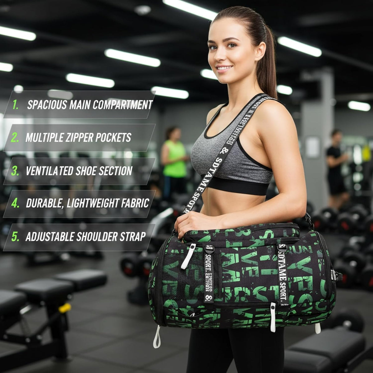Gym Duffle Bag Backpack,4‑Way Waterproof with Shoe Compartment Travel Laptop