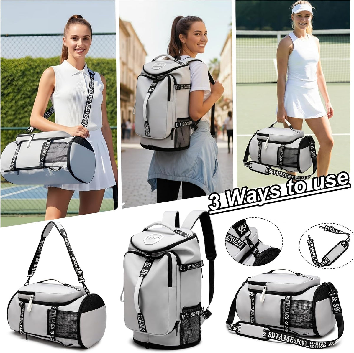 Gym Duffle Bag Backpack,4‑Way Waterproof with Shoe Compartment Travel Laptop