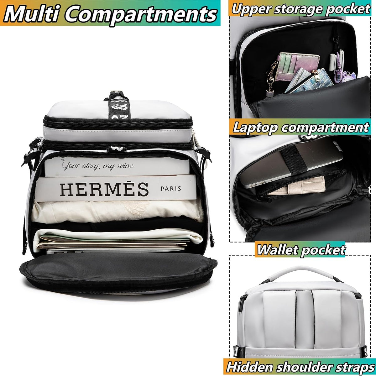 Gym Duffle Bag Backpack,4‑Way Waterproof with Shoe Compartment Travel Laptop