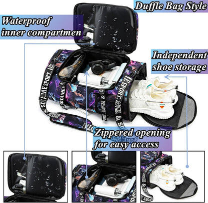Gym Duffle Bag Backpack,4‑Way Waterproof with Shoe Compartment Travel Laptop